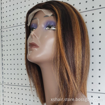 For Black Women Highlight Paino Color Short Bob Wigs Human Hair Hd Raw Peruvian Unprocessed Virgin Human Hair Lace Frontal Wig